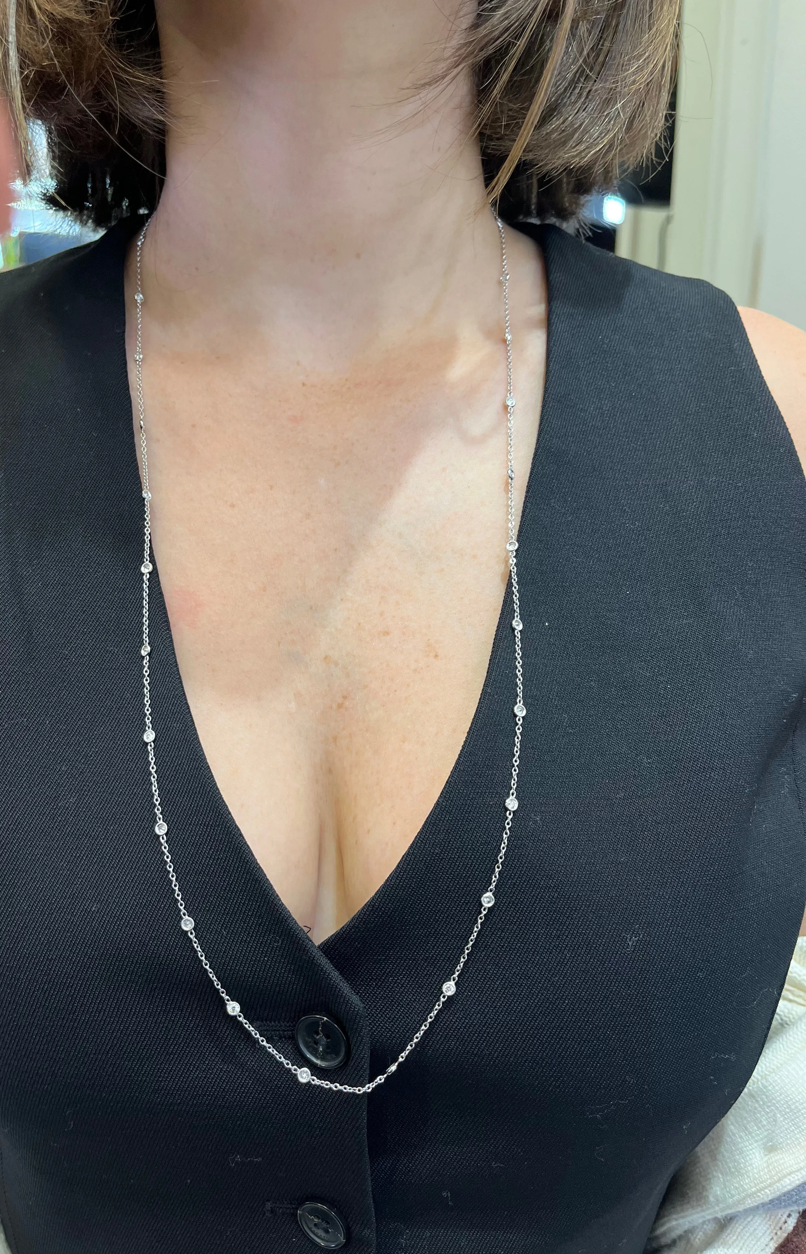 Long Diamond Bezel by the yard Necklace