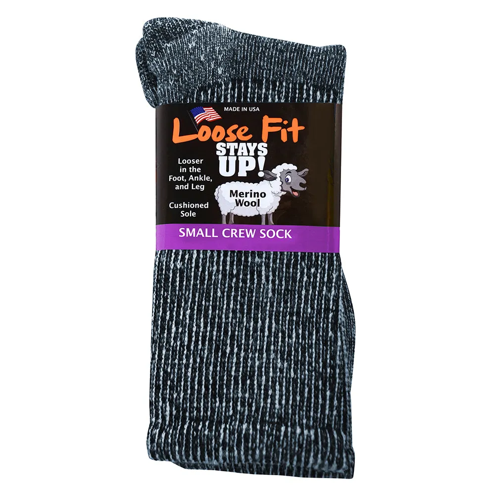 Loose Fit Stays Up Marled Merino Wool Socks