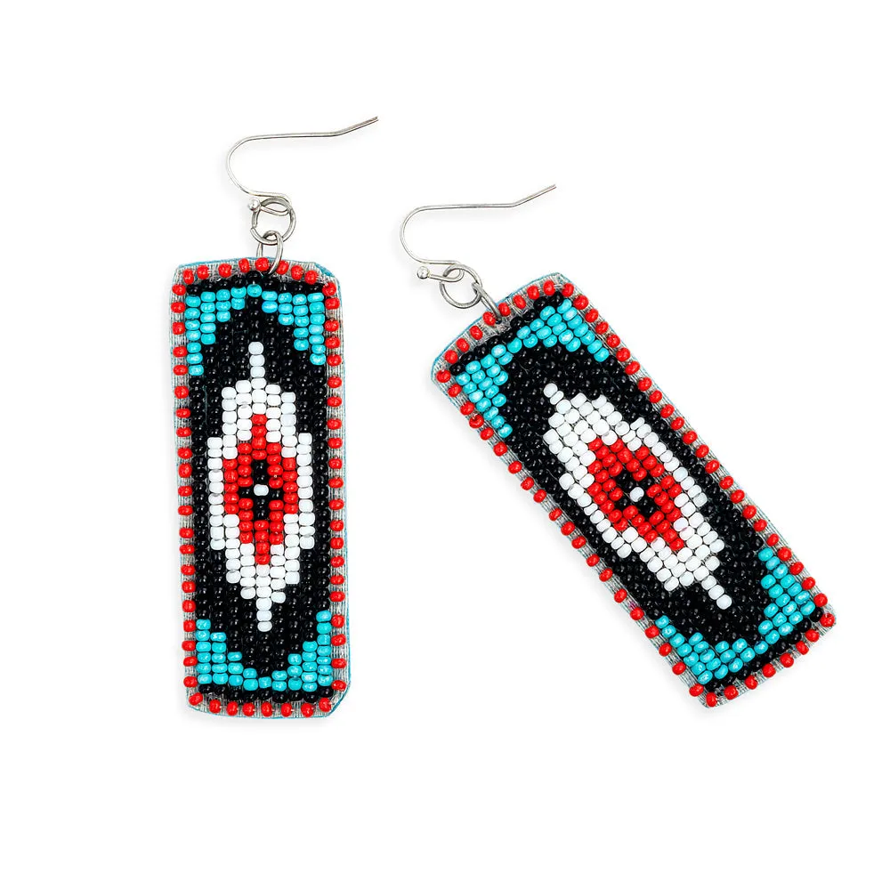 Love Thee Only Beaded Earrings In Ebony & Red