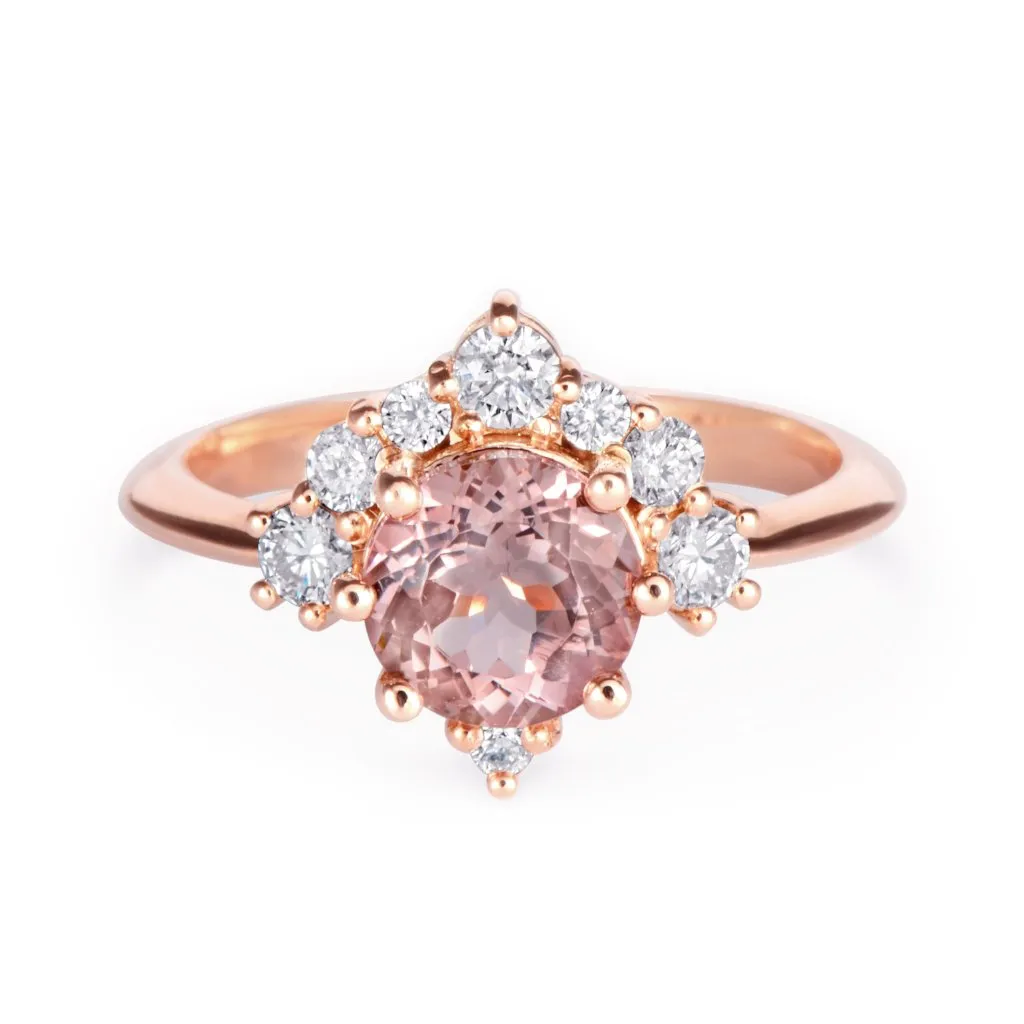 Luna, Morganite & Diamonds Unique Cluster Engagement Ring