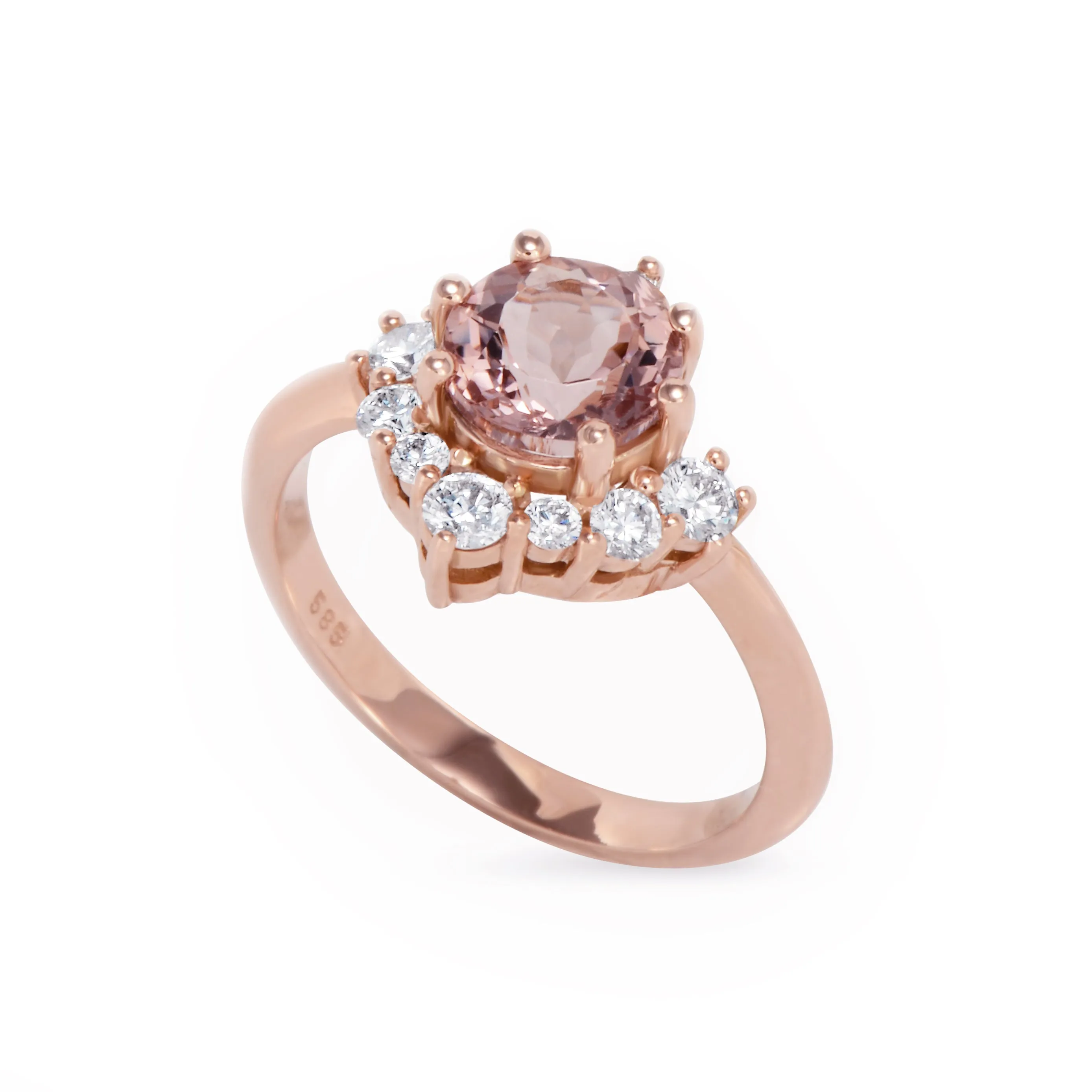 Luna, Morganite & Diamonds Unique Cluster Engagement Ring