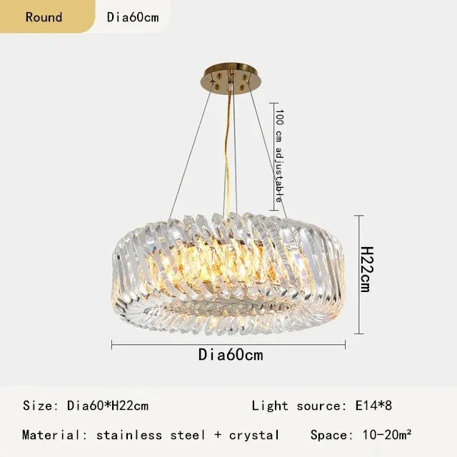 Luxury Crystal Chandelier Stainless Steel Oval Round Pendant Lights LED for Mansion