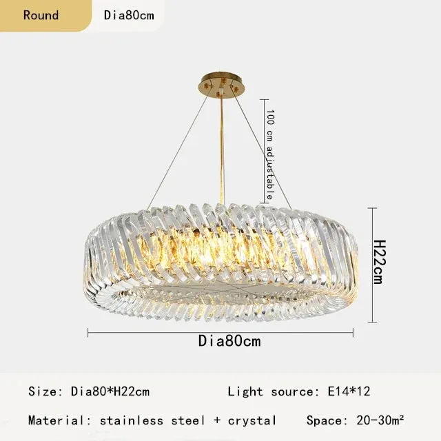 Luxury Crystal Chandelier Stainless Steel Oval Round Pendant Lights LED for Mansion