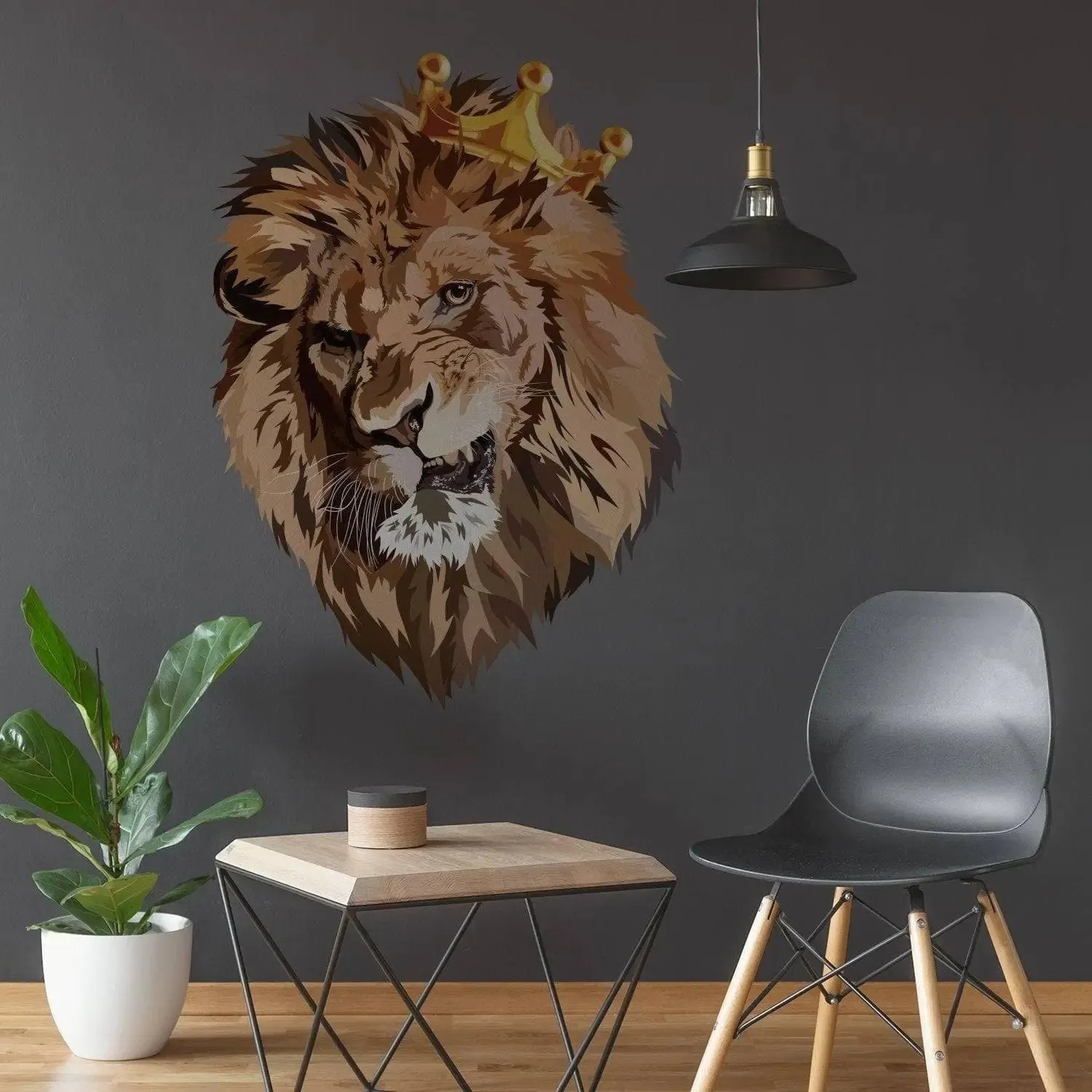 Luxury Lion Crown Wall Decal - Vinyl Adhesive Wall Art Sticker