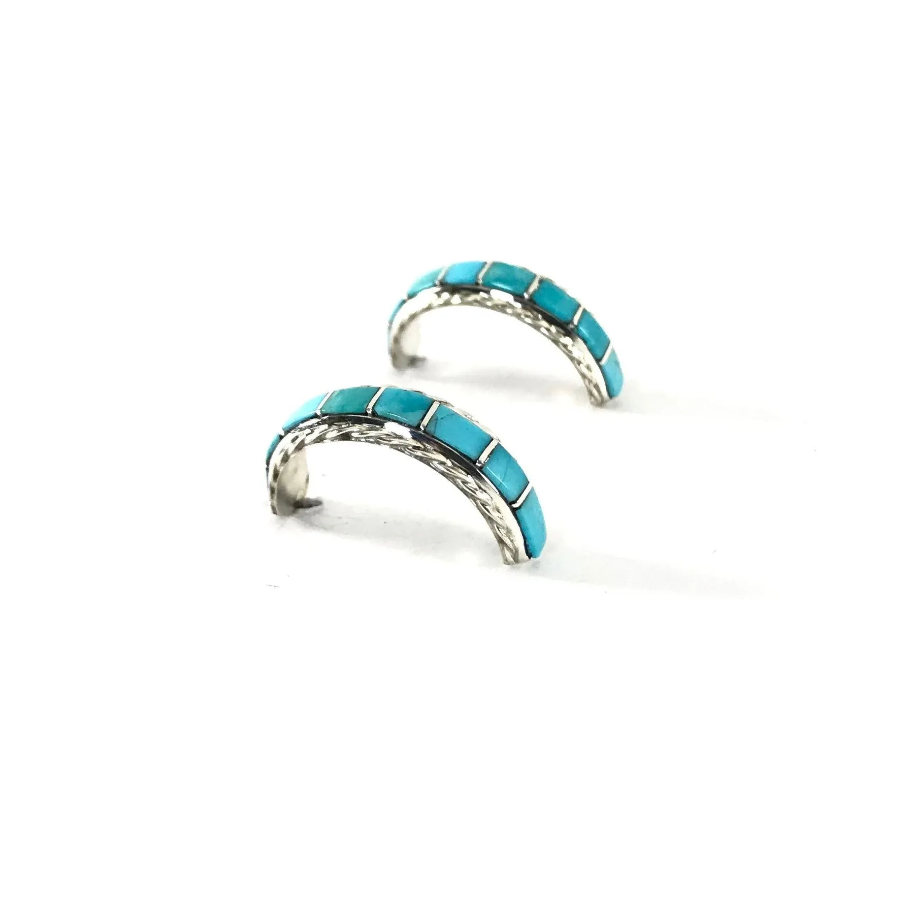 Malcolm Chavez Turquoise Half Hoop Earrings