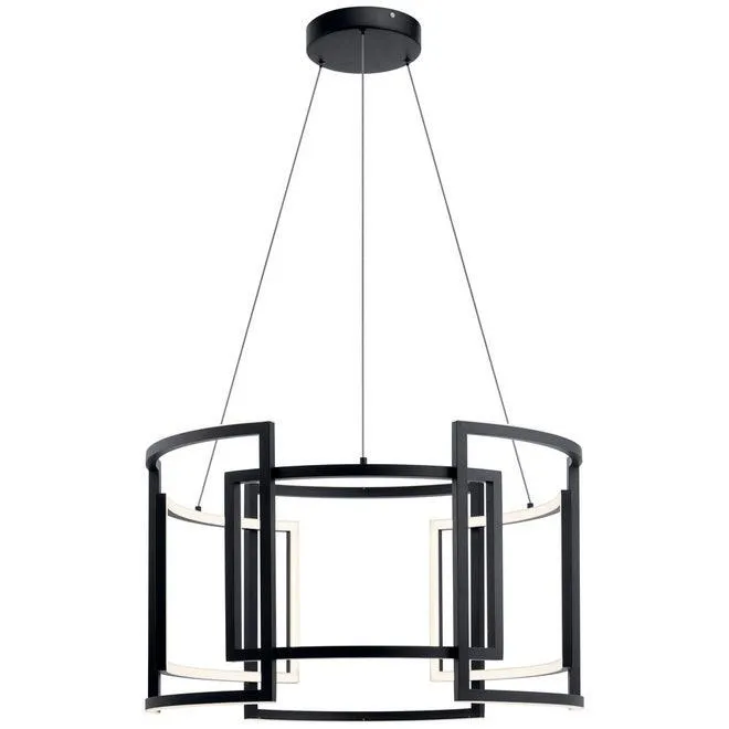 Melko 32 In. 9 Lights LED Pendant Light Black Finish