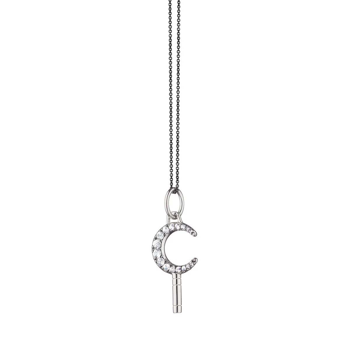 Mini Dream Moon Key Necklace with Sapphires