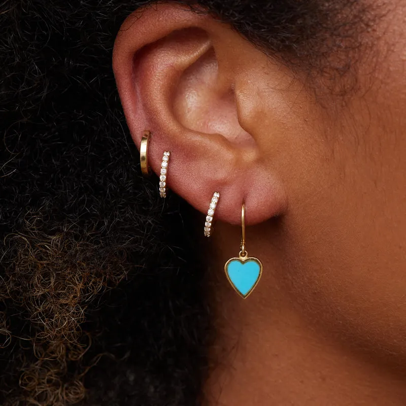 Mini Turquoise Inlay Heart Drop Earrings