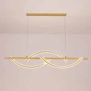 Minimalistic Metal LED Restaurant Chandelier in Black/Gold with 3-Arched Lines, Warm/White Light