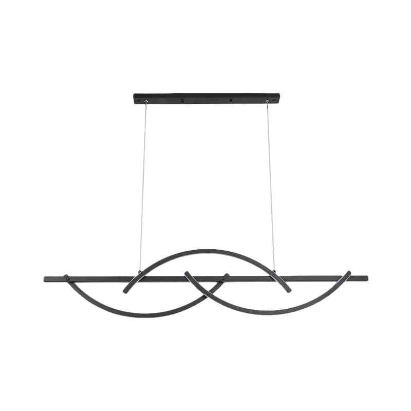 Minimalistic Metal LED Restaurant Chandelier in Black/Gold with 3-Arched Lines, Warm/White Light