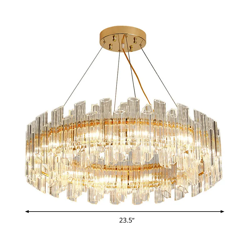 Modern Crystal Drum Chandelier - 8/12 Lights - Gold Finish - LED Ceiling Lamp for Living Room