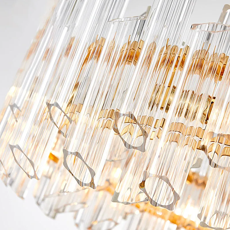 Modern Crystal Drum Chandelier - 8/12 Lights - Gold Finish - LED Ceiling Lamp for Living Room