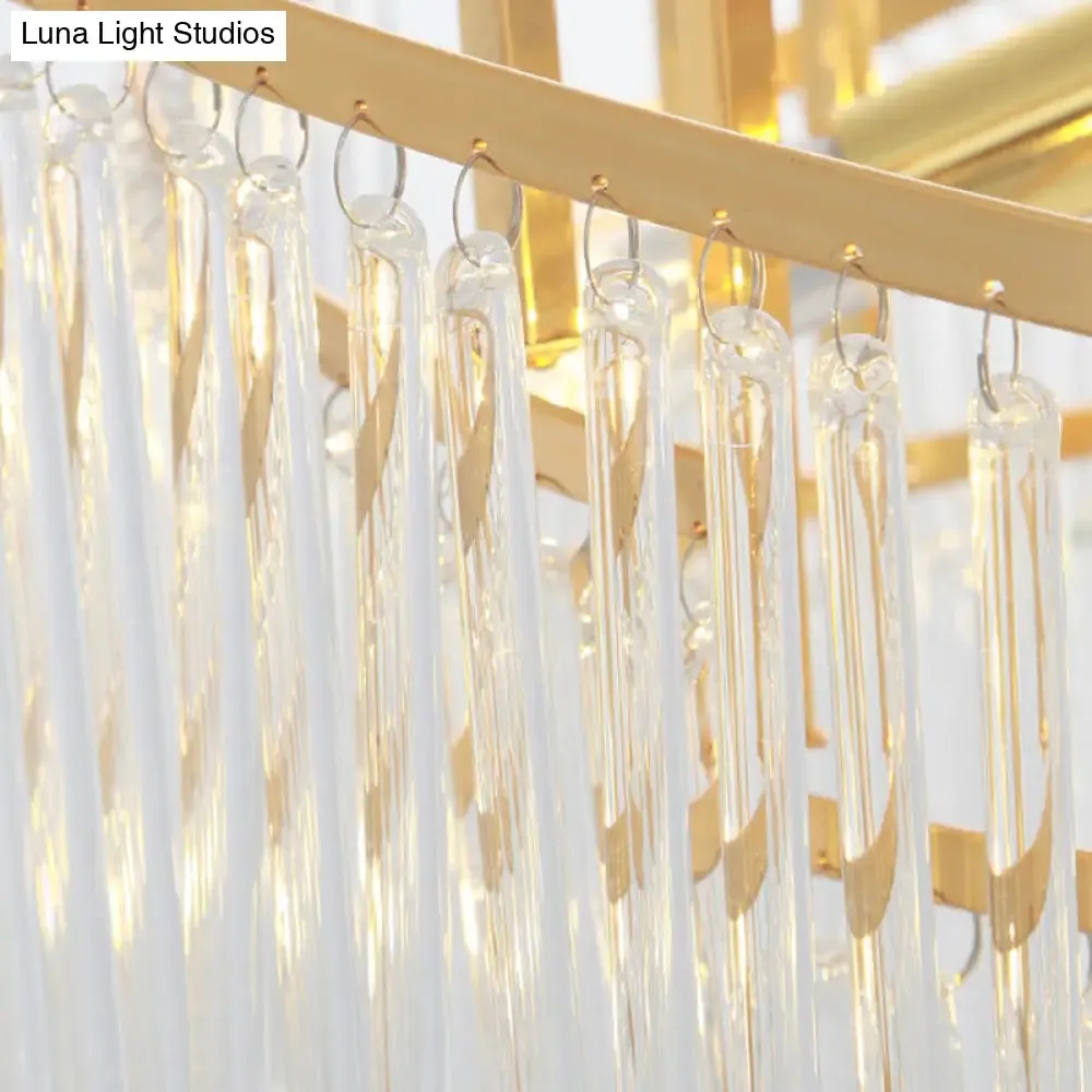 Modern Gold Spiral Pendant Chandelier with Crystal Rods - 9 Heads Hanging Light for Living Room