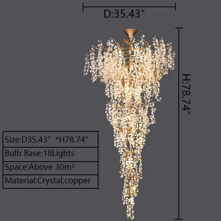 Modern Unique Artistic Flower Brass Branch Semi-flush Mount Chandelier for Living Room/ Hallway/ Entryway/ Staircase