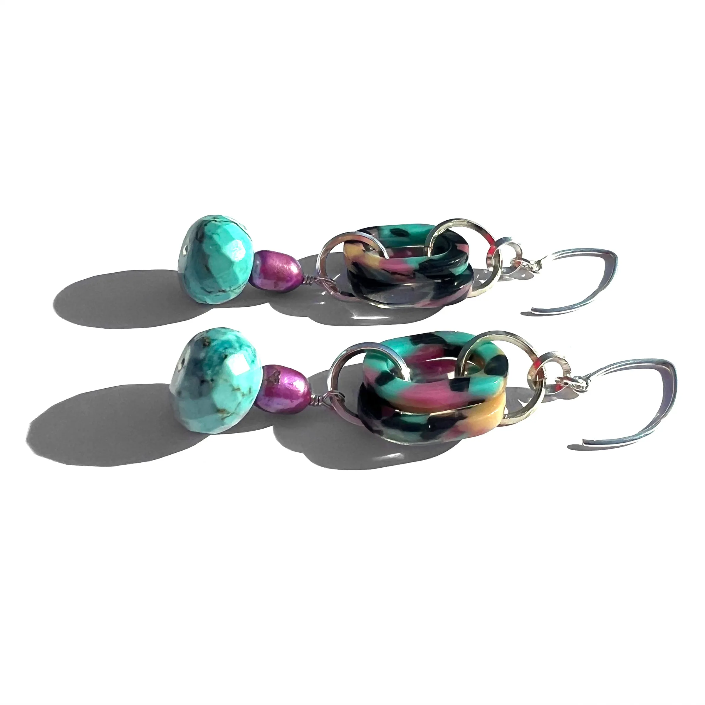 MPR x THE IMAGINARIUM: Tropical Turquoise and Fuschia Pearl Drop Earrings