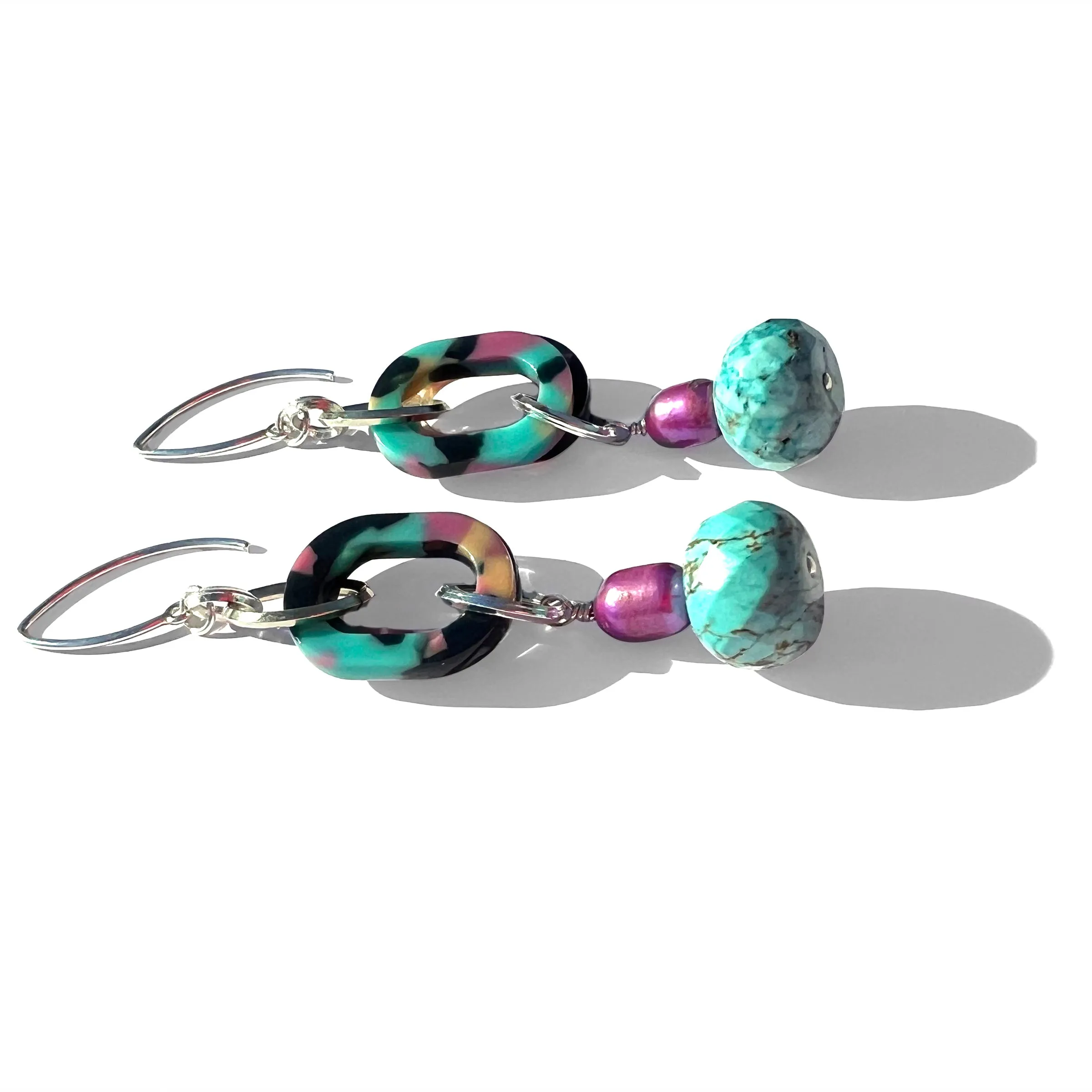 MPR x THE IMAGINARIUM: Tropical Turquoise and Fuschia Pearl Drop Earrings