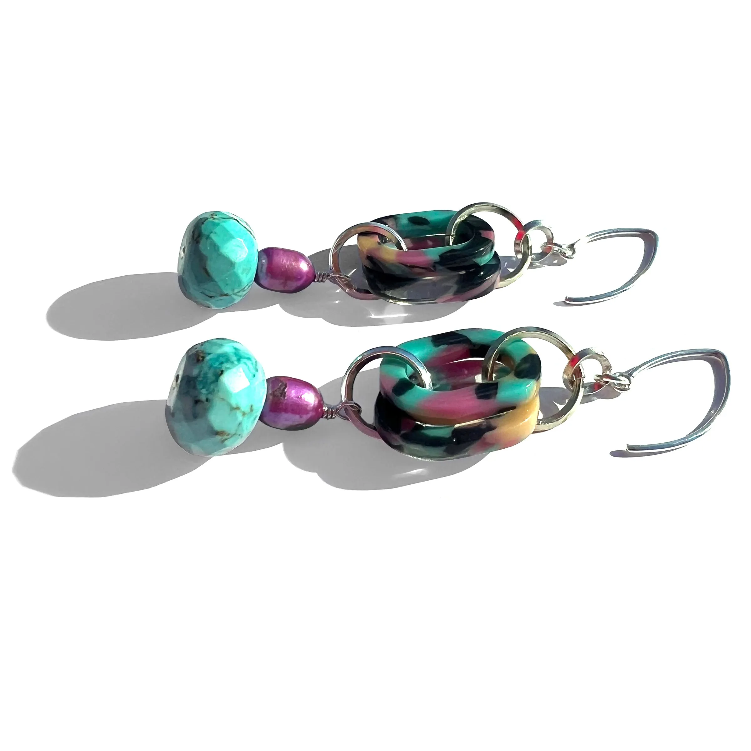 MPR x THE IMAGINARIUM: Tropical Turquoise and Fuschia Pearl Drop Earrings