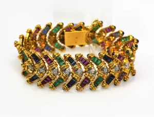 Multi-Gemstone 18K Gold Bracelet