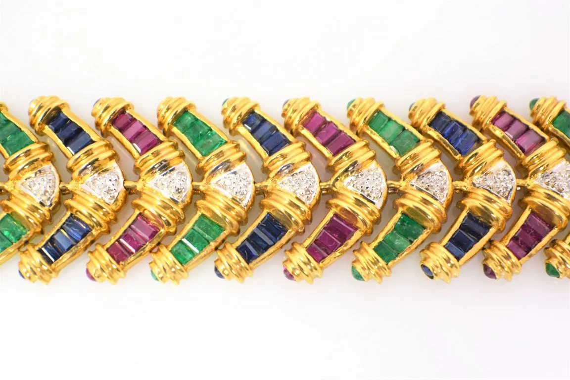 Multi-Gemstone 18K Gold Bracelet