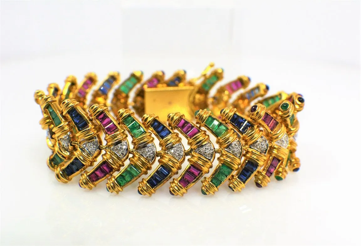 Multi-Gemstone 18K Gold Bracelet