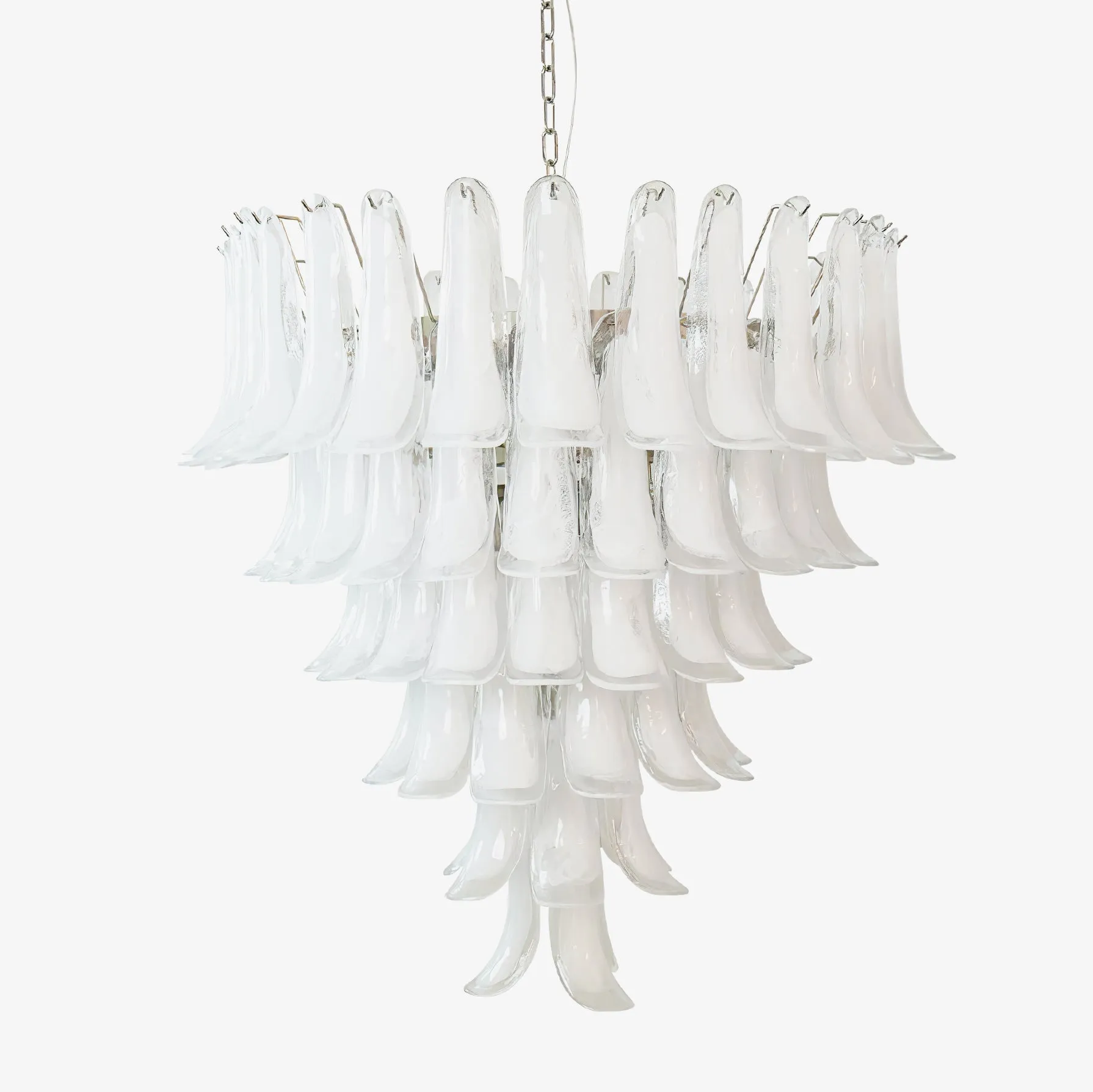 Murano White Glass Petals Chandelier