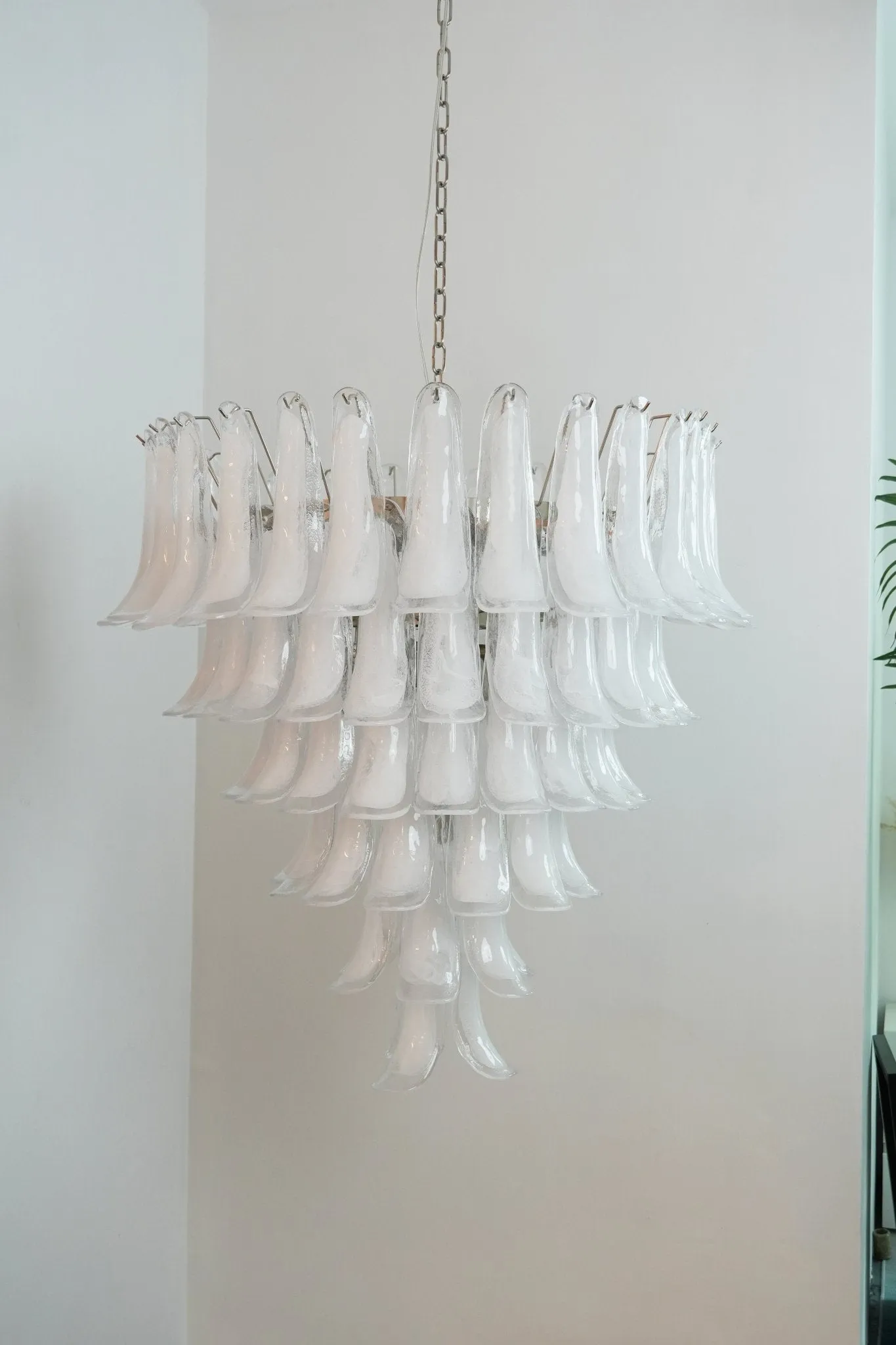 Murano White Glass Petals Chandelier