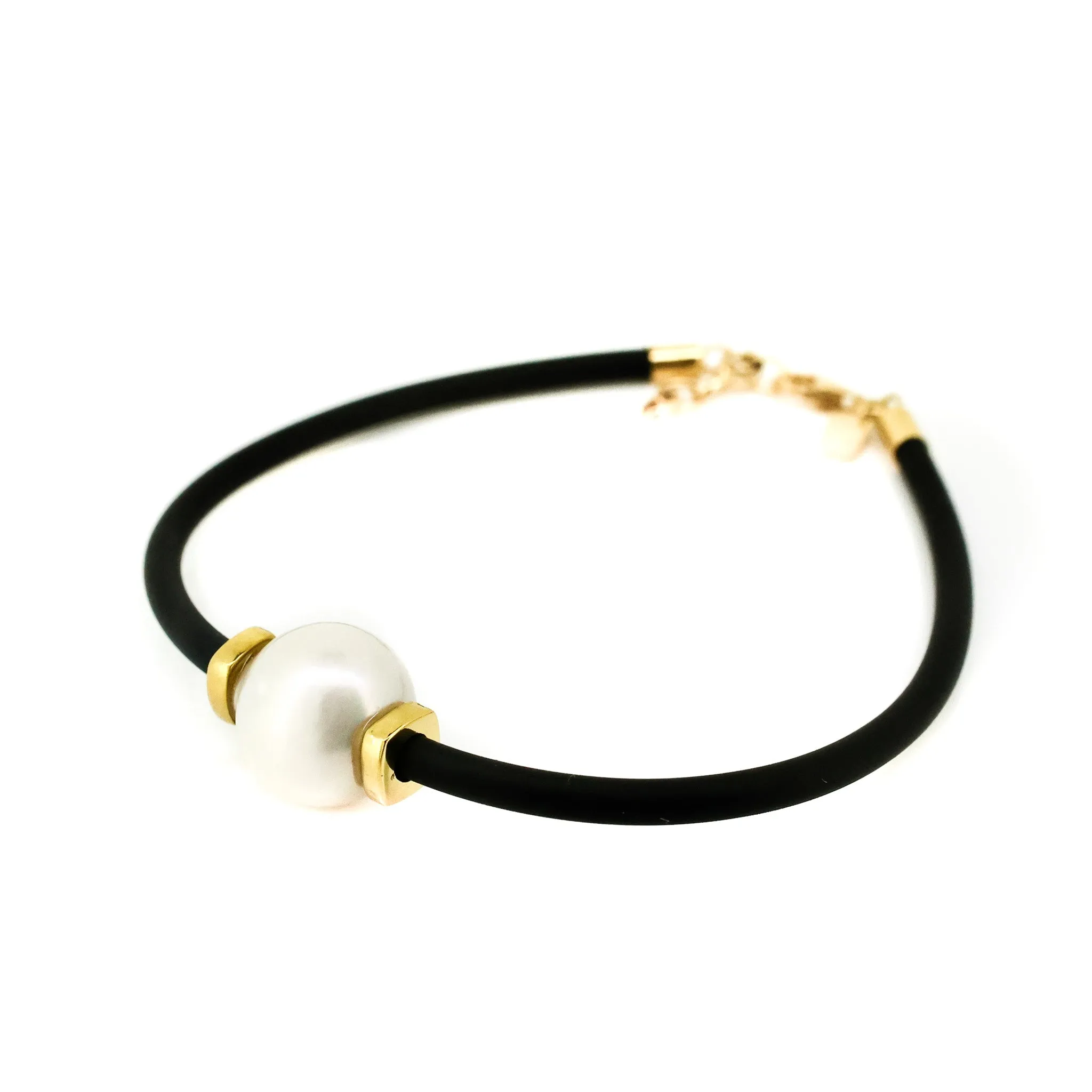 Nautical Neoprene Pearl Bracelet Gold