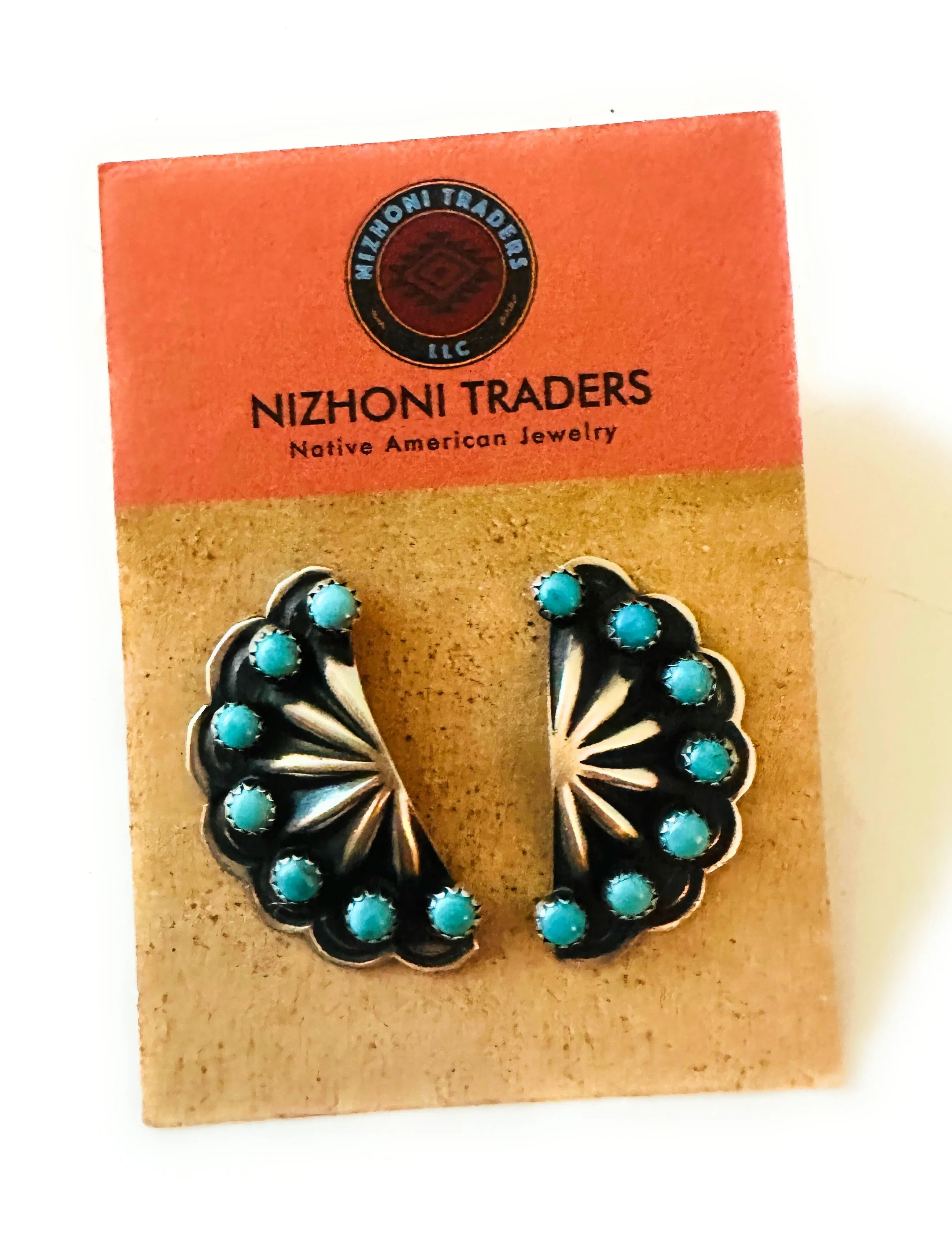 Navajo Turquoise & Sterling Silver Concho Post Earrings