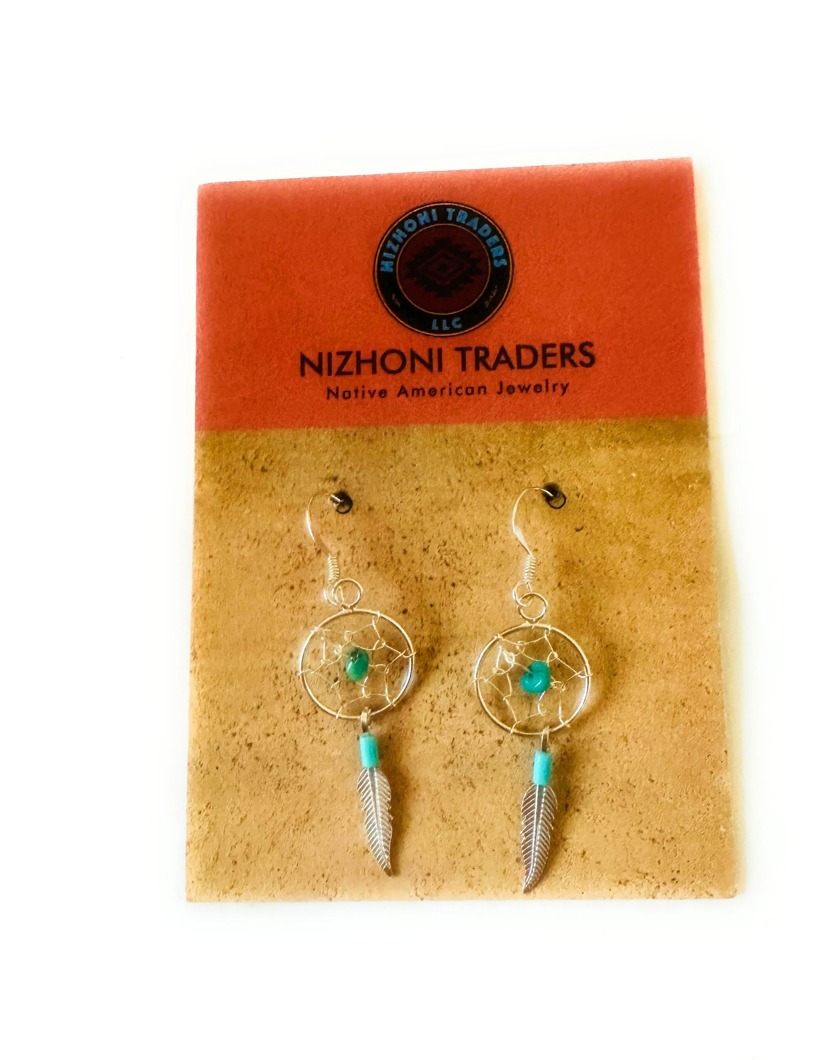 Navajo Turquoise & Sterling Silver Dreamcatcher Earrings