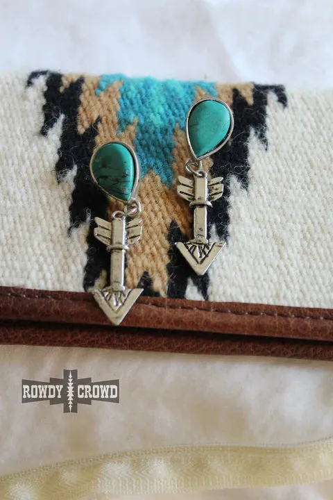 Navarro Arrow Turquoise Silver Earrings - Cowgirl Jewelry