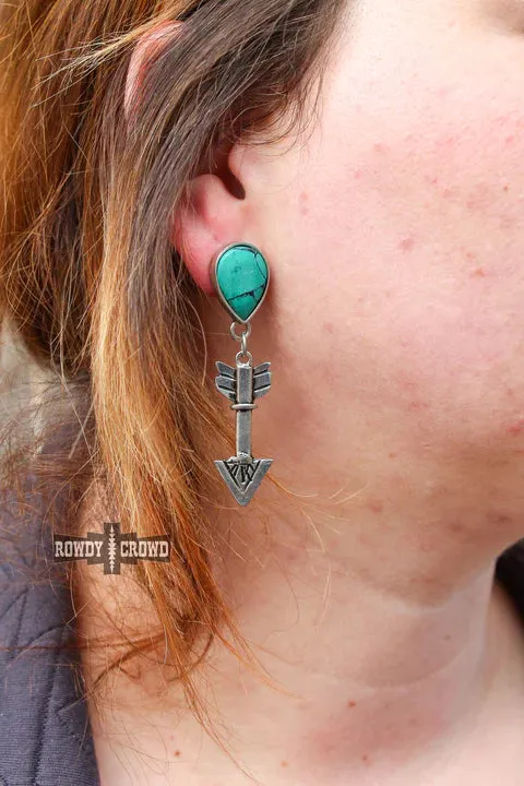 Navarro Arrow Turquoise Silver Earrings - Cowgirl Jewelry