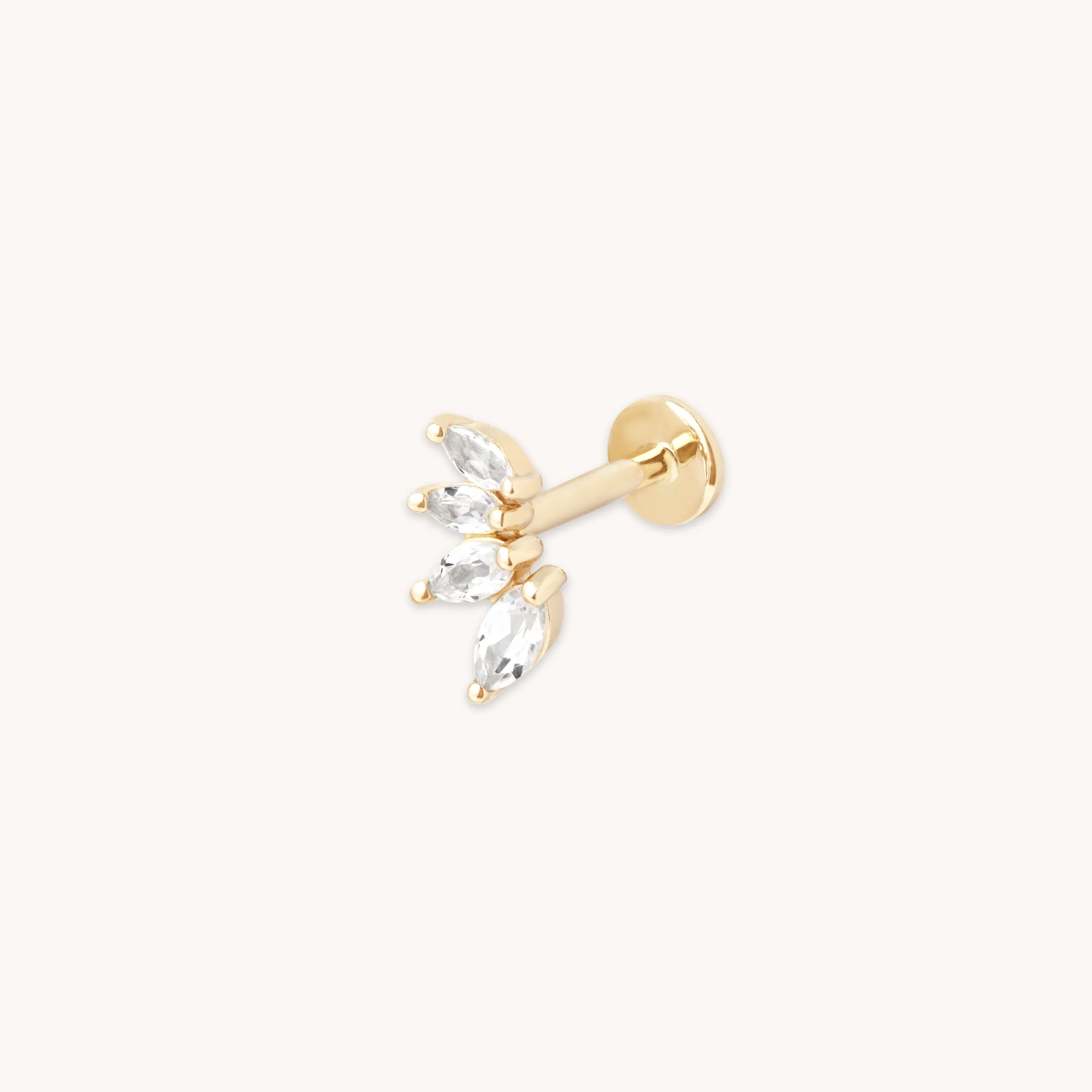 Navette Topaz Fan Stud in Solid Gold