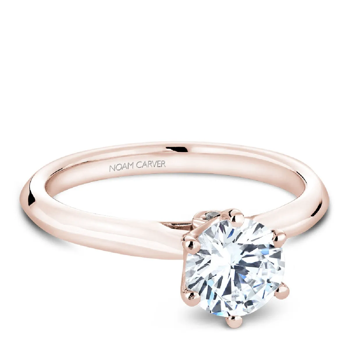 Noam Carver Six-Prong Solitaire Engagement Ring Setting in Rose Gold