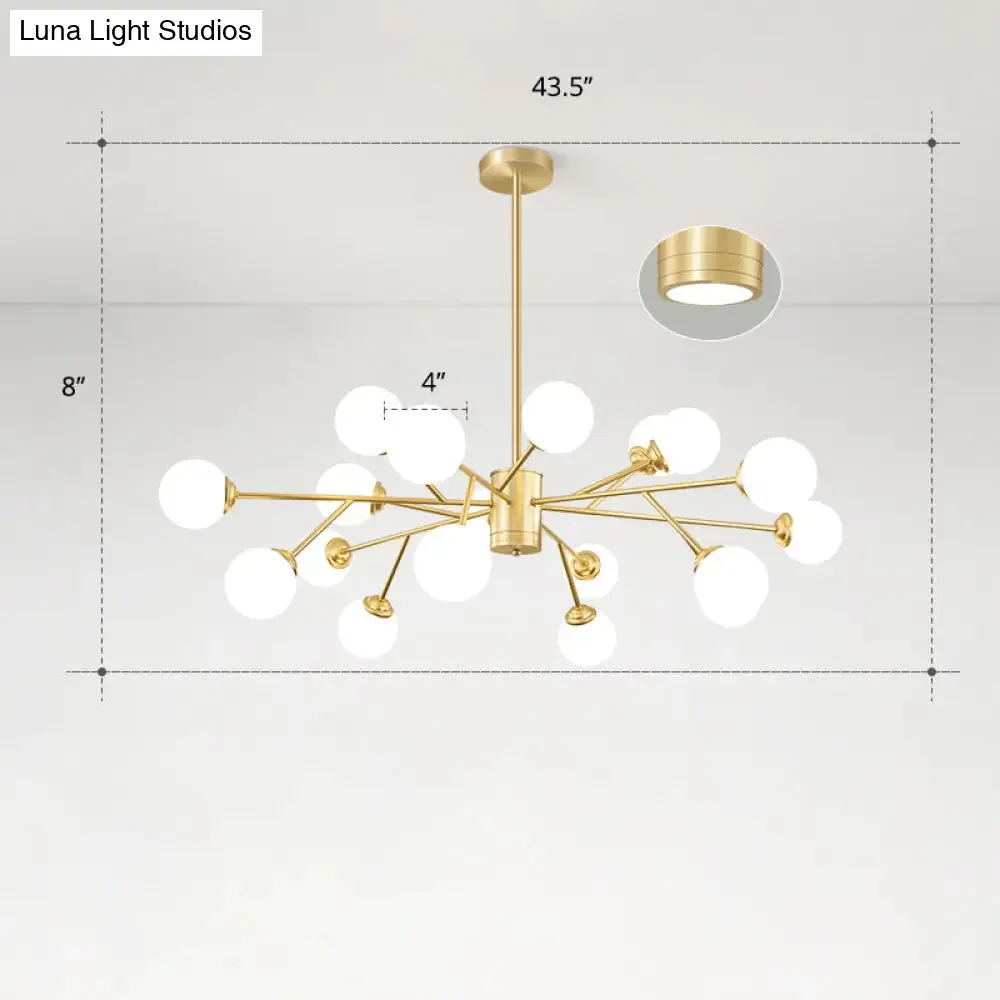 Nordic Milky Glass Chandelier, Gold Suspension Light for Living Room