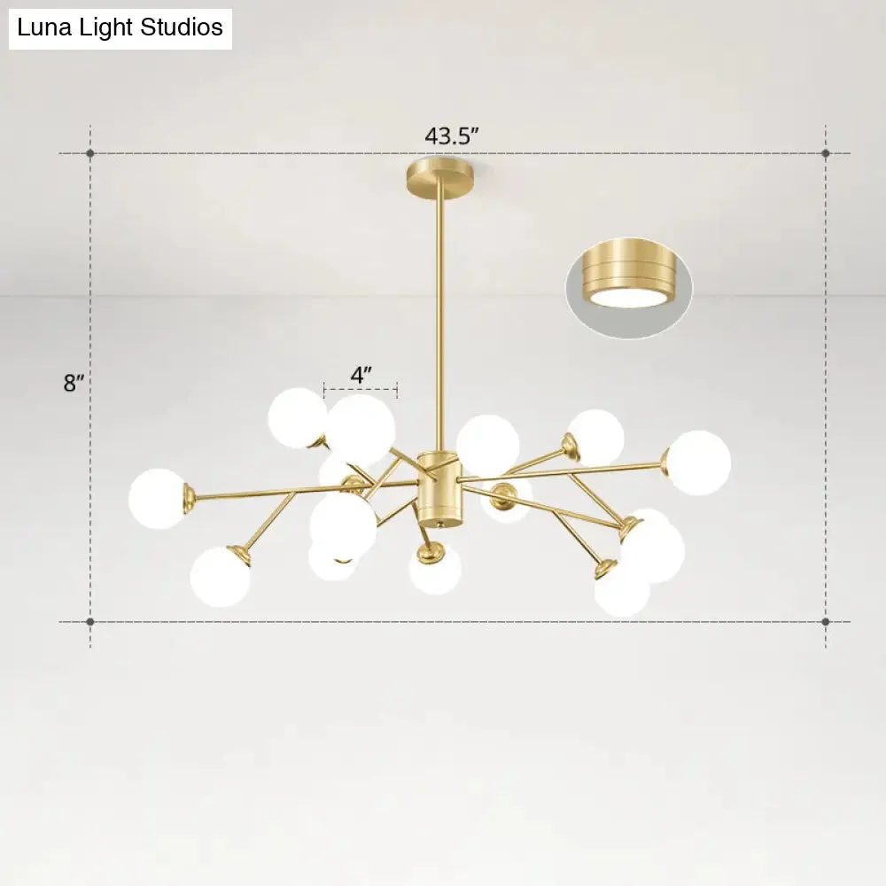 Nordic Milky Glass Chandelier, Gold Suspension Light for Living Room