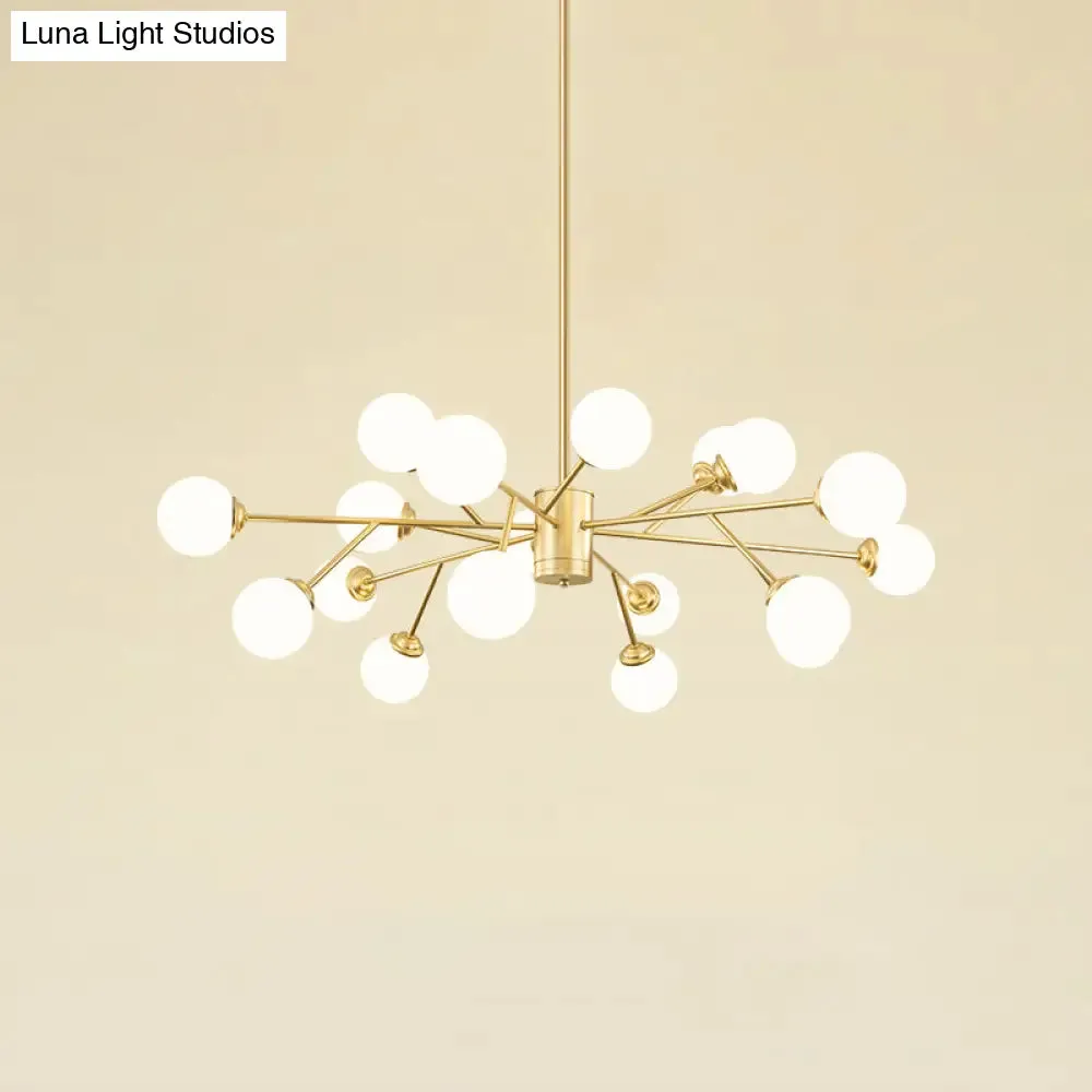 Nordic Milky Glass Chandelier, Gold Suspension Light for Living Room