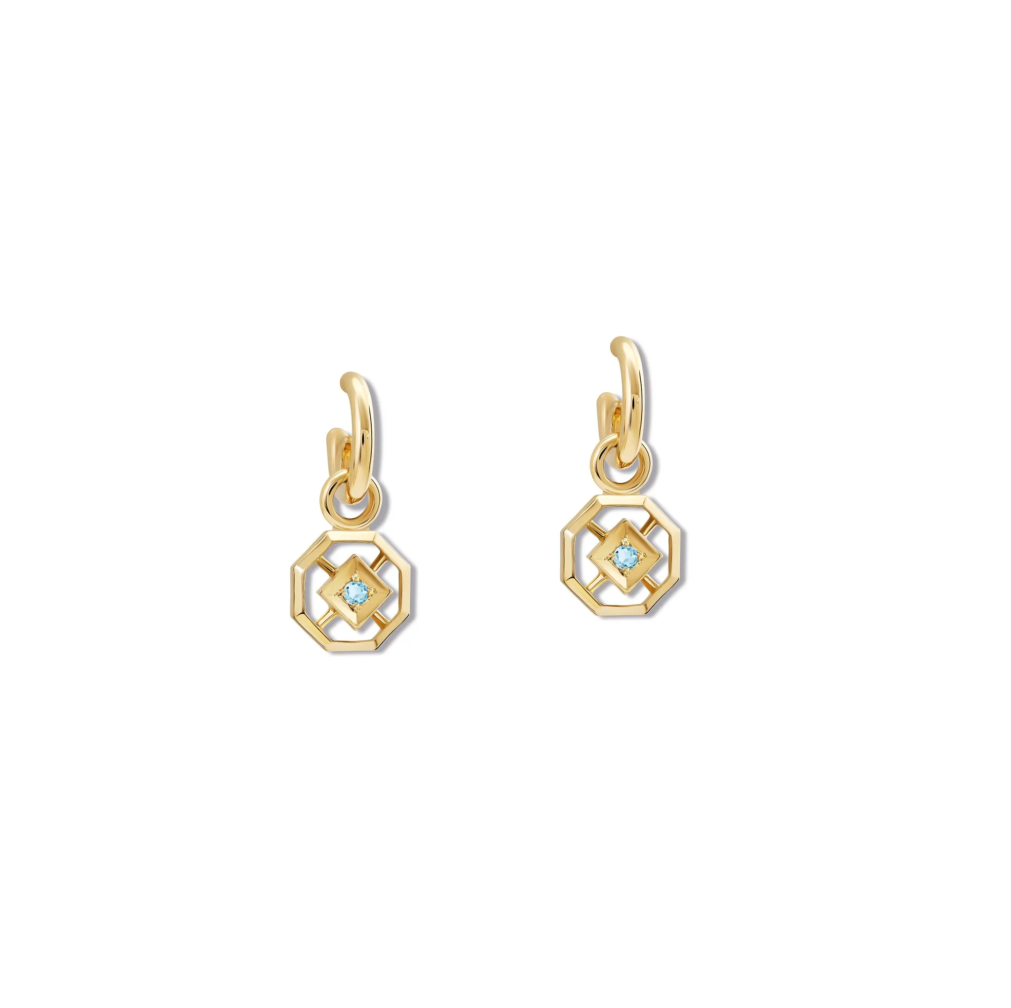 Parquet Earring Drops Yellow Gold - Blue Topaz