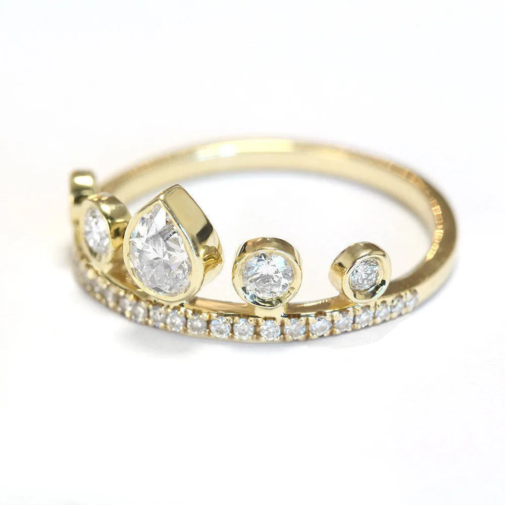 Pear Diamond Unique Tiara Eternity Ring - Meraki