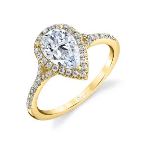 Pear Shaped Halo Engagement Ring - Alexandra 18k Gold Yellow