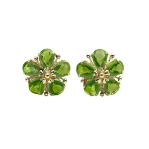 Peridot Earrings 14K Gold Flower Earrings August Birthstone