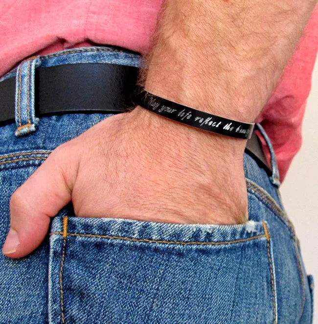 Personalized Mens Cuff Bracelet - Engravable Bracelets for men - Coordinates Cuff Bracelet