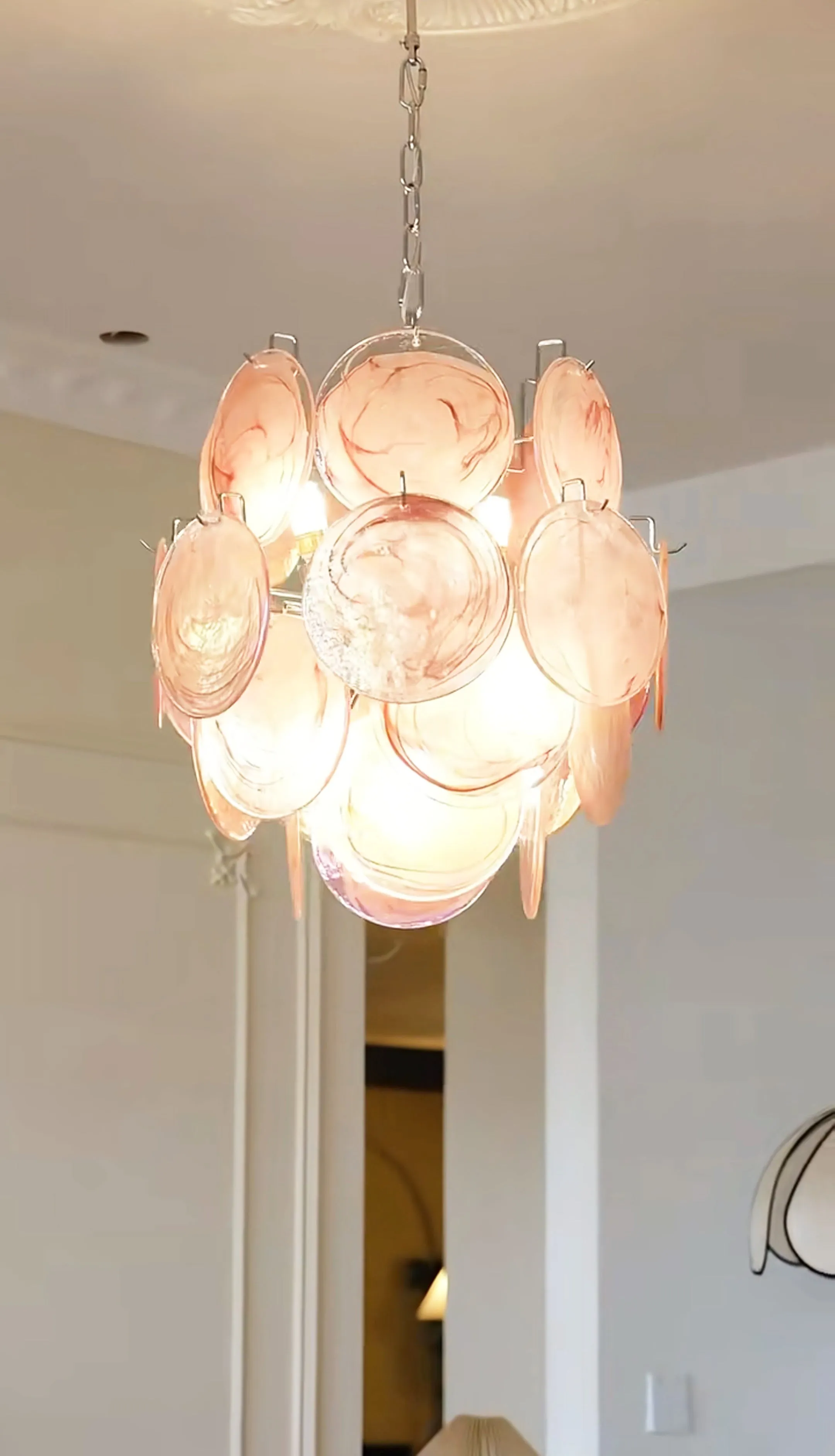 Pink Murano Disc Glass Chandelier