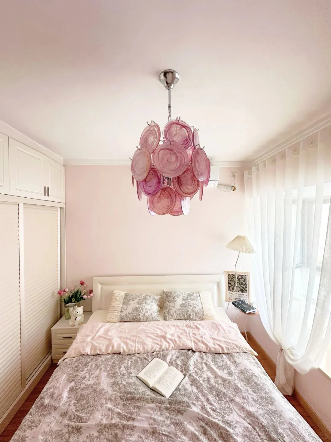 Pink Murano Disc Glass Chandelier