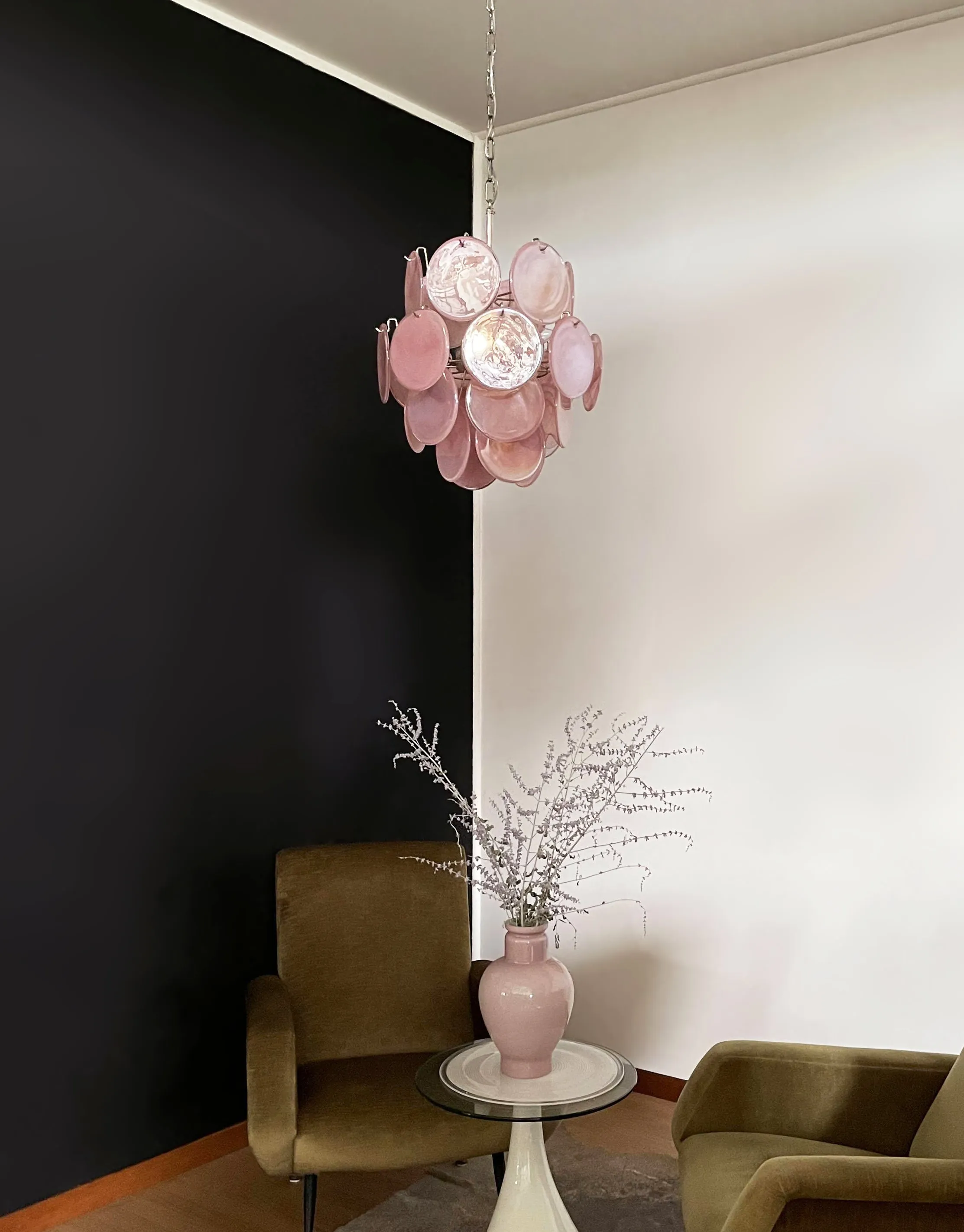 Pink Murano Disc Glass Chandelier