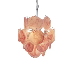 Pink Murano Disc Glass Chandelier