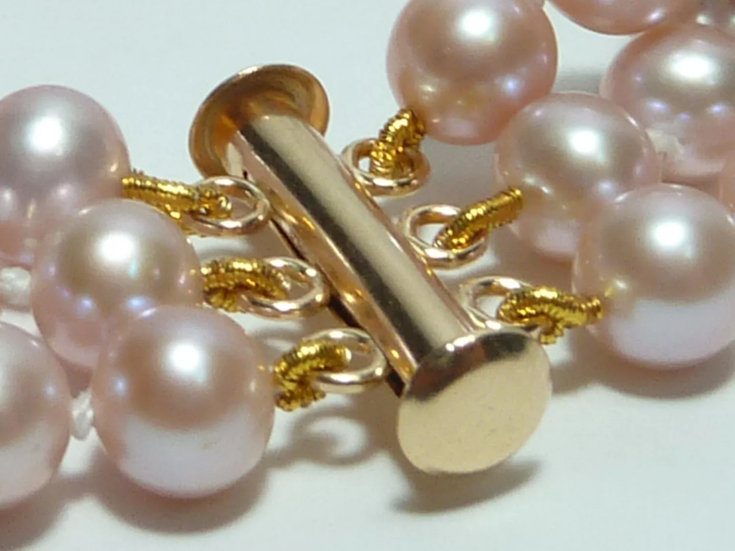 Pink Pearl Triple Strand Bracelet | AAA 6-6.5mm Natural Freshwater