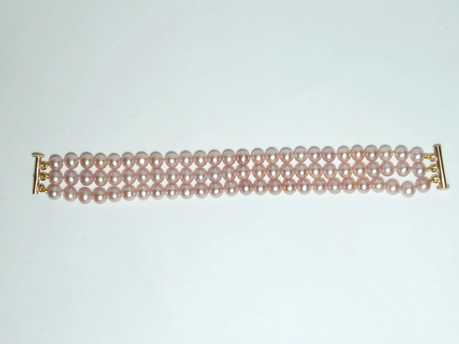 Pink Pearl Triple Strand Bracelet | AAA 6-6.5mm Natural Freshwater