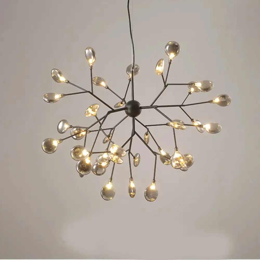 Post-Modern Glass Chandelier Light for Dining Room with LED Ceiling Lighting - Branched Firefly Design