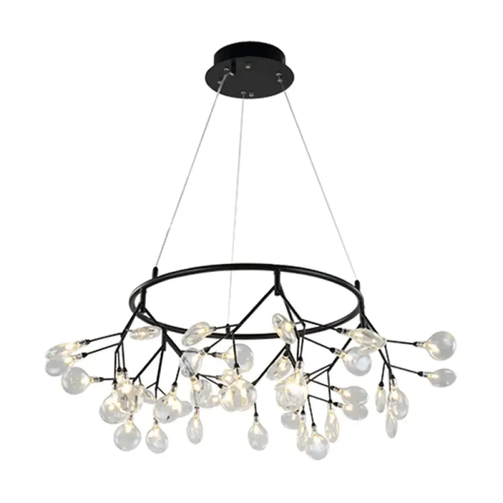 Post-Modern Glass Chandelier Light for Dining Room with LED Ceiling Lighting - Branched Firefly Design