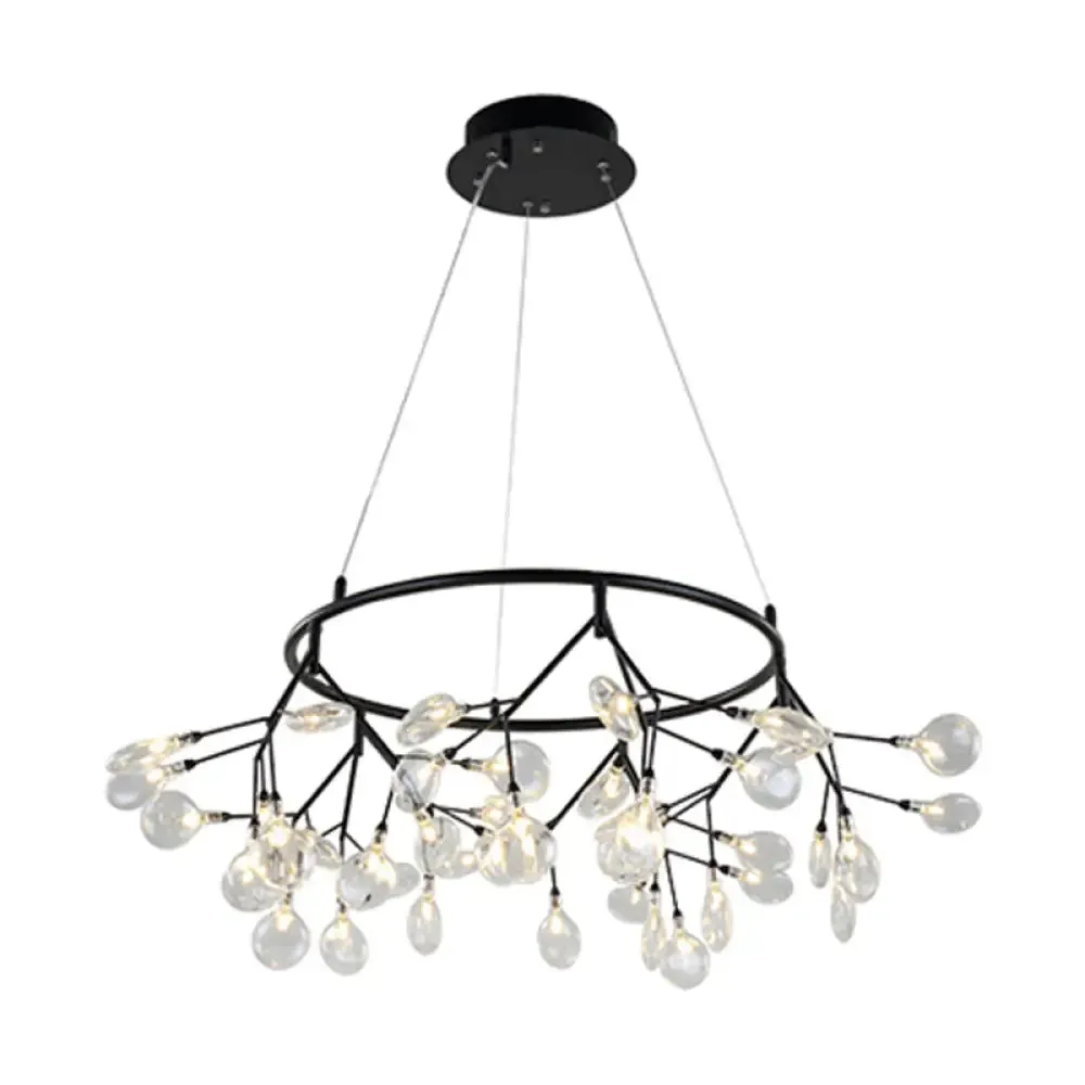 Post-Modern Glass Chandelier Light for Dining Room with LED Ceiling Lighting - Branched Firefly Design